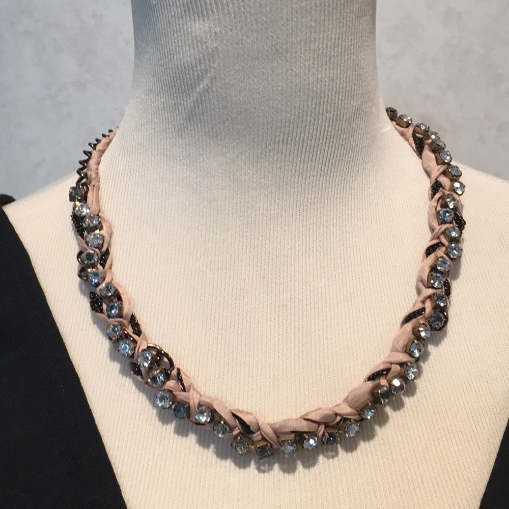 J. Crew Twisted Crystal, Chain & Ribbon Necklace